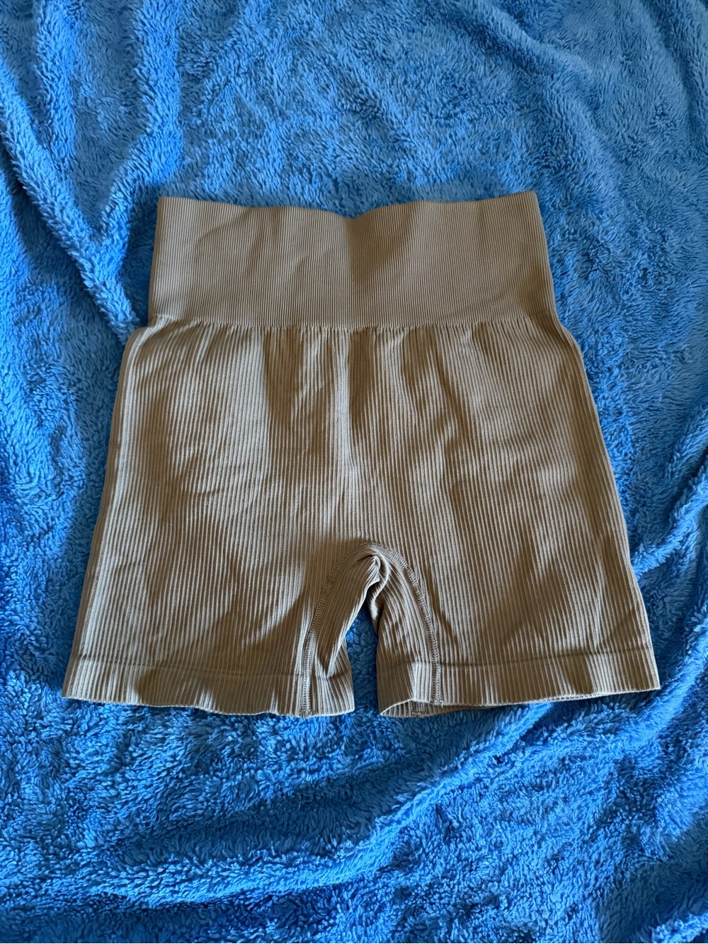 Ribbed High-Waist Bike Shorts — Grey